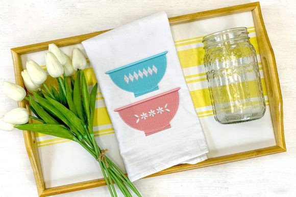 Mini Vintage Glass Bowl Embroidery Design