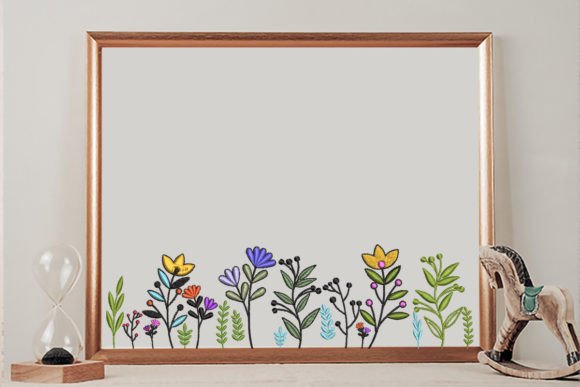Multicolored Wildflower Bush Embroidery