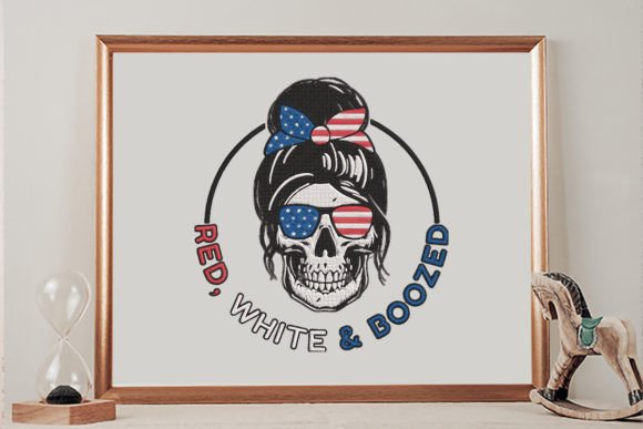 Red White and Boozed Girl Skull Embroidery Review