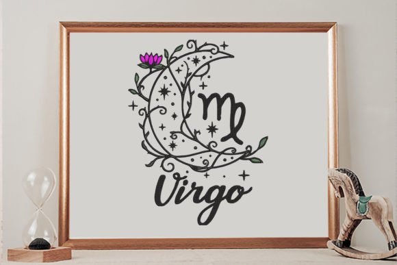 Virgo Zodiac Sign Embroidery Design